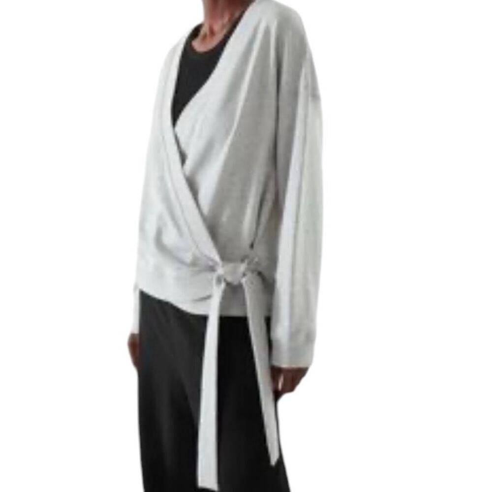COS Wrap Cardigan Womens Larg Gray Knit Material Loose Fit Cozy Warm